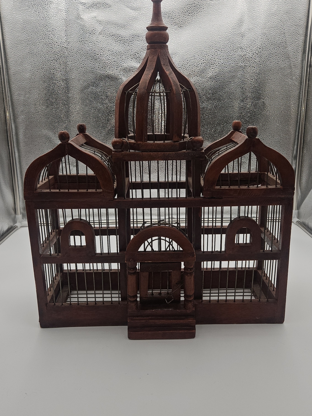 Vintage Victorian Bird Cage Cathedral Style Wood Wire Dome